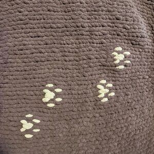 Brown Textured Blanket with Paw Prints